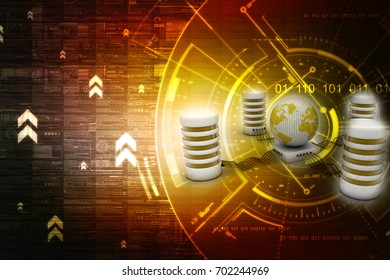 3d rendering Database storage network concept