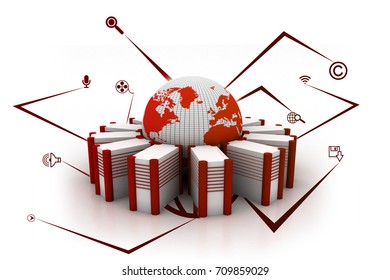 3d rendering Database storage network concept