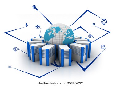 3d rendering Database storage network concept