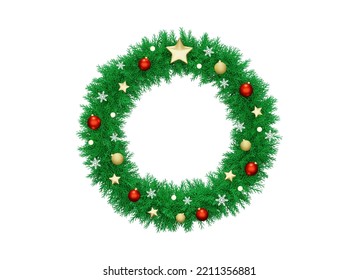 3D rendering decorated Christmas wreath on solid white background. - Powered by Shutterstock