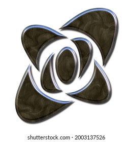 3D rendering of delicate corroded metallic design symbol on white background