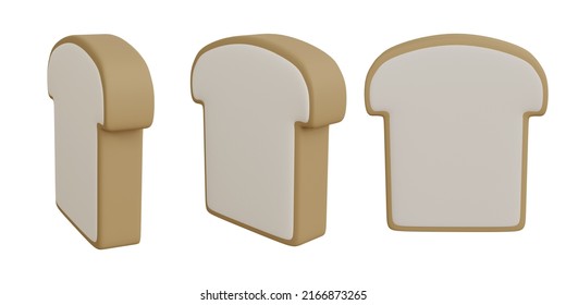 3d rendering delicious sliced bread brown and white color have clipping path