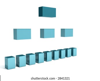 a 3d rendering depicting a classic org chart for a company foating