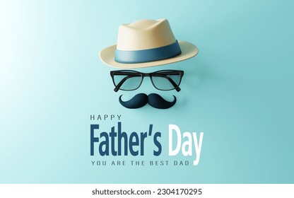 3d Rendering. Design card happy father's day on blue background. - Powered by Shutterstock