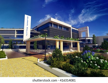 3d Rendering And Design - Modern Children Hospital - Main View