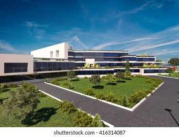 3d Rendering And Design - Modern Children Hospital - Landscape