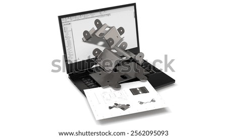 3D rendering - design a Sheetmetal part on a laptop