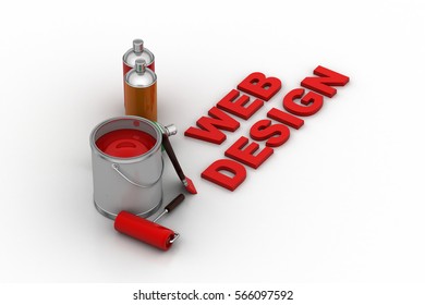 3D rendering of Designing concept with paint