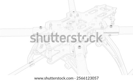 3D rendering - detailed drone technical outline