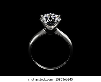 3d rendering of diamond ring on black background