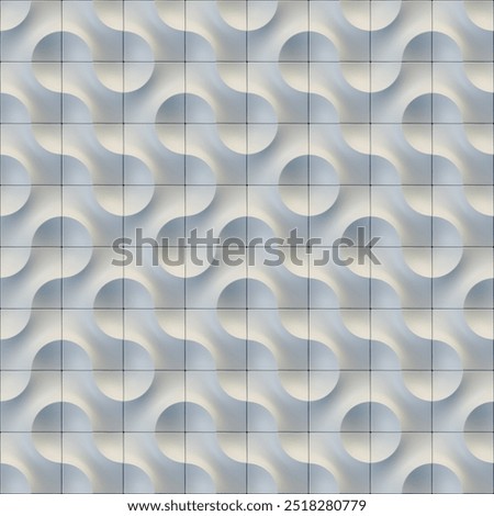 3d rendering digital illustration of a white repeating pattern composed of tiles that create a three-dimensional effect of wavy lines and circles. Modern and minimalist style with optical art elements