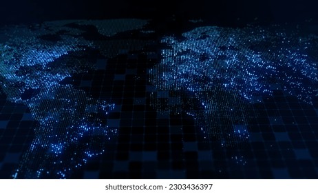 3D rendering of a digital map of the Earth. The lights of megacities merge in a soft glow. The perfect backdrop for any photo, video, graphic or project