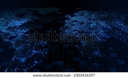 3D rendering of a digital map of the Earth. The lights of megacities merge in a soft glow. The perfect backdrop for any photo, video, graphic or project