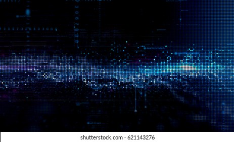 3D Rendering Digital Matrix Particles Grid Virtual Reality Abstract Cyber Space Environment Background