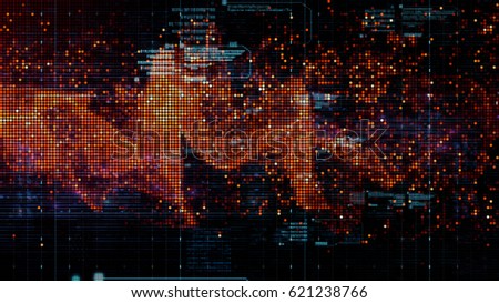 3D rendering digital matrix particles grid virtual reality abstract cyber space environment background
