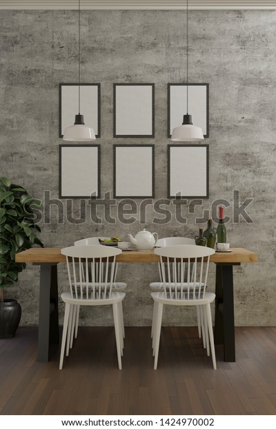 3d Rendering Dining Corner White Chairs Stock Illustration 1424970002