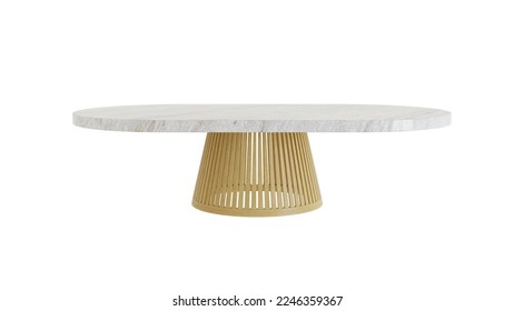 3D rendering Dining Table White Marble Circle, Single Table on White Background - Powered by Shutterstock