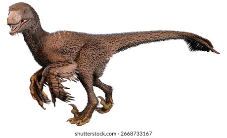 3D rendering of a dinosur Dakotaraptor isolated on white background