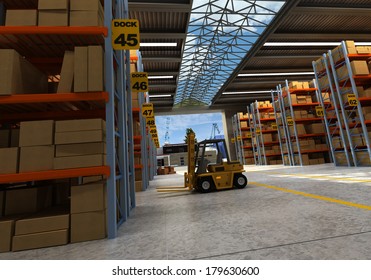 3D rendering of a distribution warehouse - Shutterstock ID 179630600