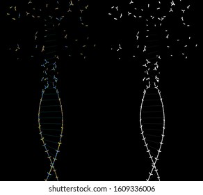 3D Rendering Of A DNA Double Helix With It's Molecules Being Attached In A Spiral With Alpha Channel 