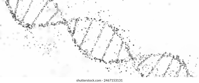 3D rendering of a DNA double helix structure with spheres on a white background with copy space. Genomic sequencing, molecular biology, and genetic data analysis - Powered by Shutterstock