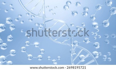 3D rendering, DNA and molecular structure, Skin care cosmetic concept.