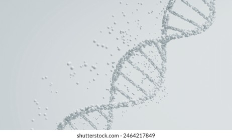 3D rendering of a DNA molecule in white with particles against a light background, scientific purity and genetic analysis. M - Powered by Shutterstock