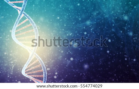 3D rendering of DNA structure in color background