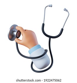 3d rendering. Doctor cartoon hand with stethoscope. Healthcare illustration. Medical clip art isolated on white background - Powered by Shutterstock