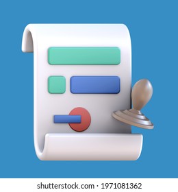 3D Rendering Of Document Icon Illustration. Legal Document.