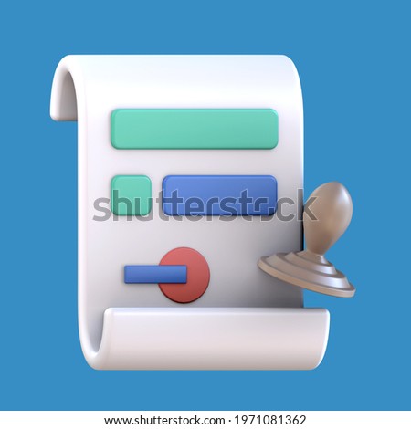 3D rendering of document icon illustration. Legal document.