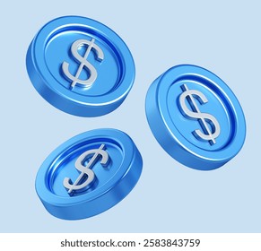 3d rendering of dollar coins. simple 3d illustration for business and finance