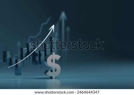 3D rendering Dollar sign integrated into the graph represents the financial returns and profitability associated with successful investments and thriving business endeavors.