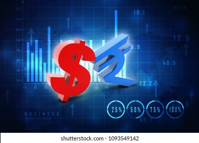 3d Rendering Dollar Symbol With Indian Rupee 