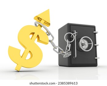 3d rendering Dollar symbol with locker
