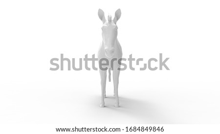 3D rendering of donkey white small animal studio islated white background