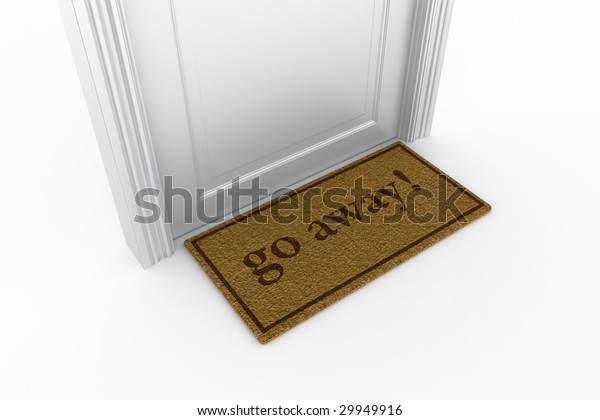 3d Rendering Door Go Away Doormat Stock Illustration 29949916