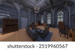 3D rendering of the drawing room