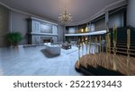 3D rendering of the drawing room
