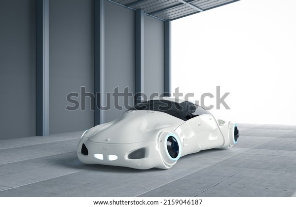 3d\
rendering driverless car or autonomous car\
parking