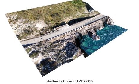 3D Rendering of drone operation with photogrammetry payolad. Reconstruction of three-dimensional terrain map for use of topography