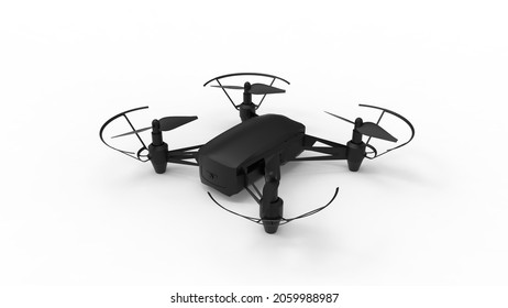 3D Rendering Of A Drone Quadcopter Uav Camera Drone Unmanned Flying Object Isolated In White Studio Background