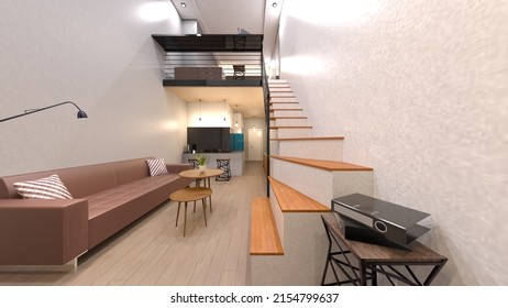 3D Rendering Of The Duplex Apartment