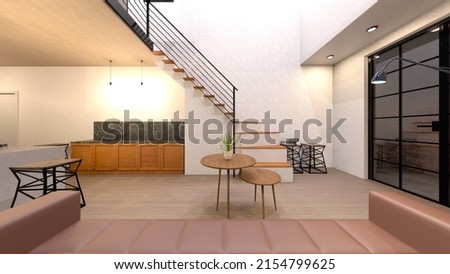 3D rendering of the duplex apartment