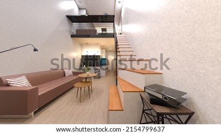 3D rendering of the duplex apartment
