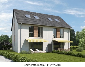 3d Rendering Of A Duplex House