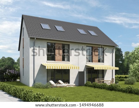 3d rendering of a duplex house