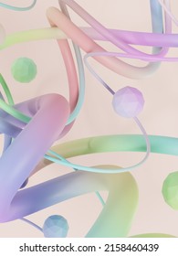 3D Rendering Dynamic Pastel Colors Iridescent Abstract Background For Brochure, Graphics Or Presentation Cover.