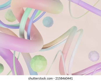 3D Rendering Dynamic Pastel Colors Iridescent Abstract Background For Brochure, Graphics Or Presentation Cover.