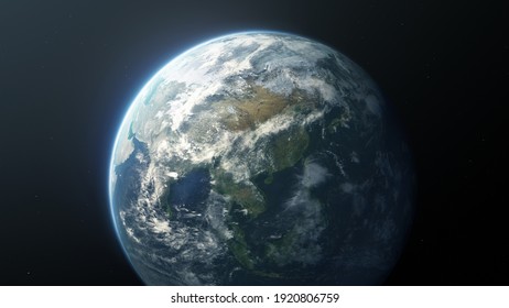 3D Rendering Earth In The Outer Space Collage. Abstract Wallpaper.